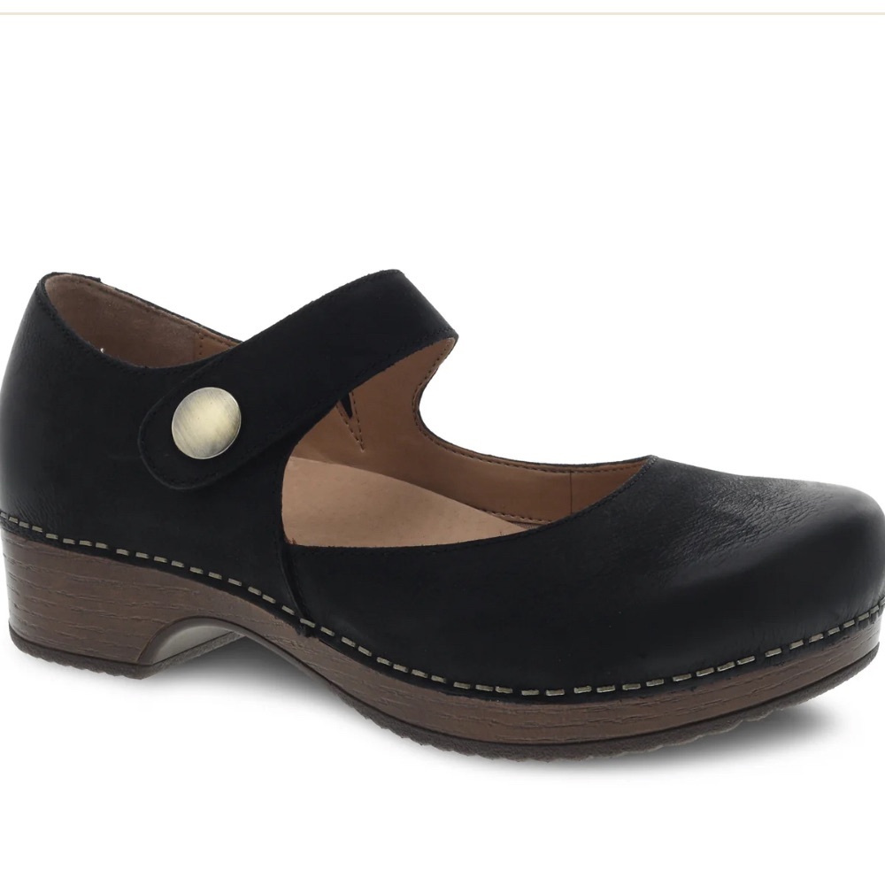 Dansko Beatrice Burnished Nubuck Mary Jane clog in black